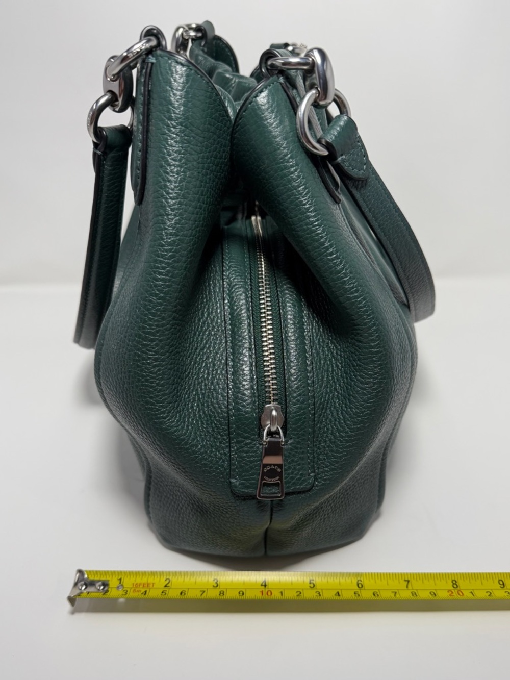 COACH C1454 Maya Pebble Leather Shoulder Bag Tote Ivy Green with Silver Hardware - Picture 15 of 15
